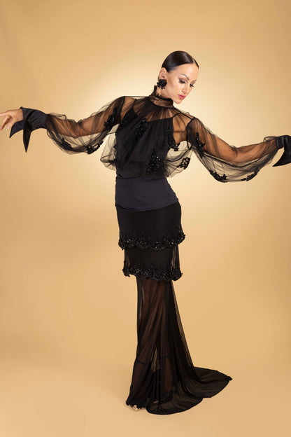 Beaded Layers Long Skirt