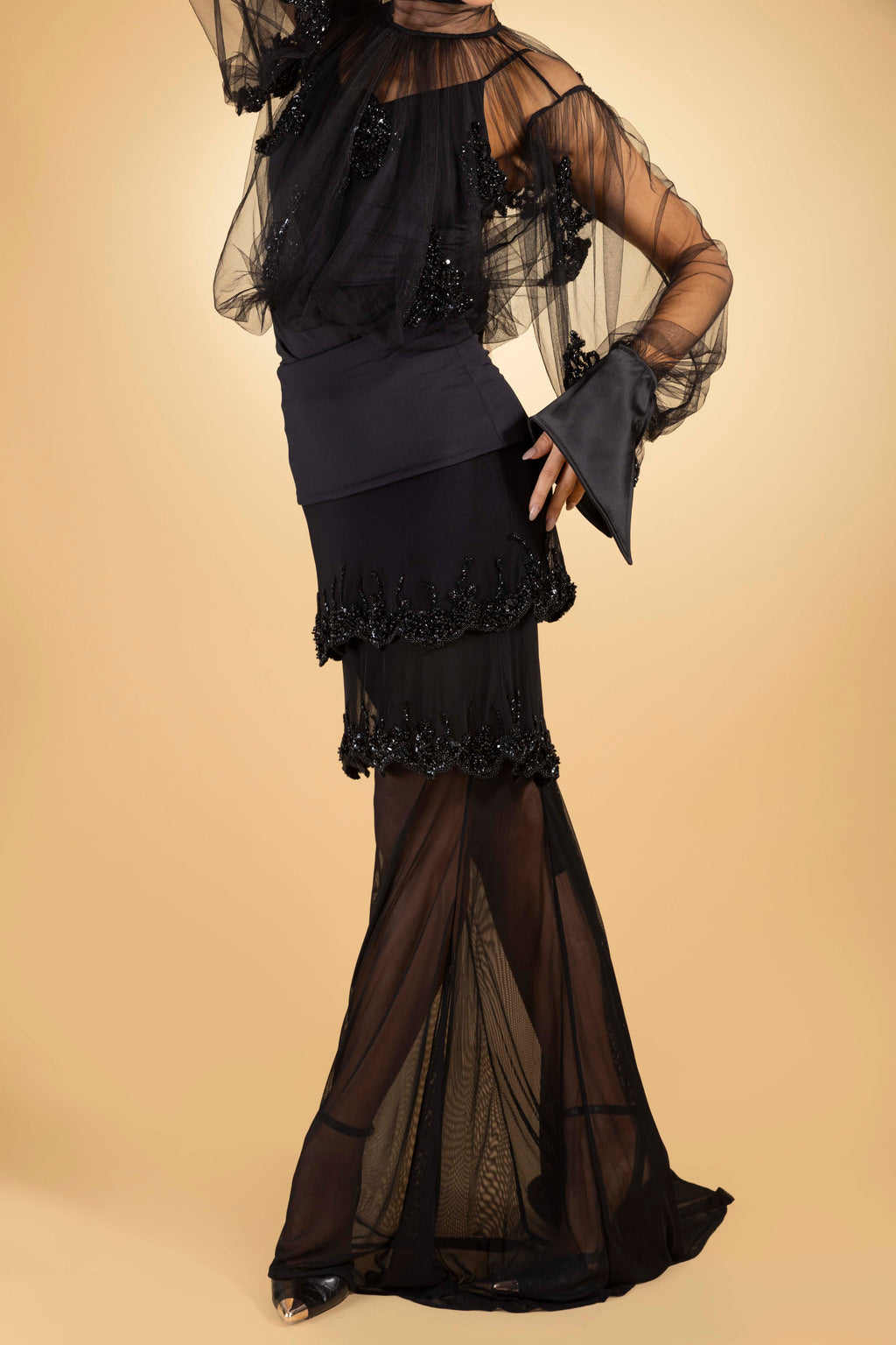 Beaded Layers Long Skirt