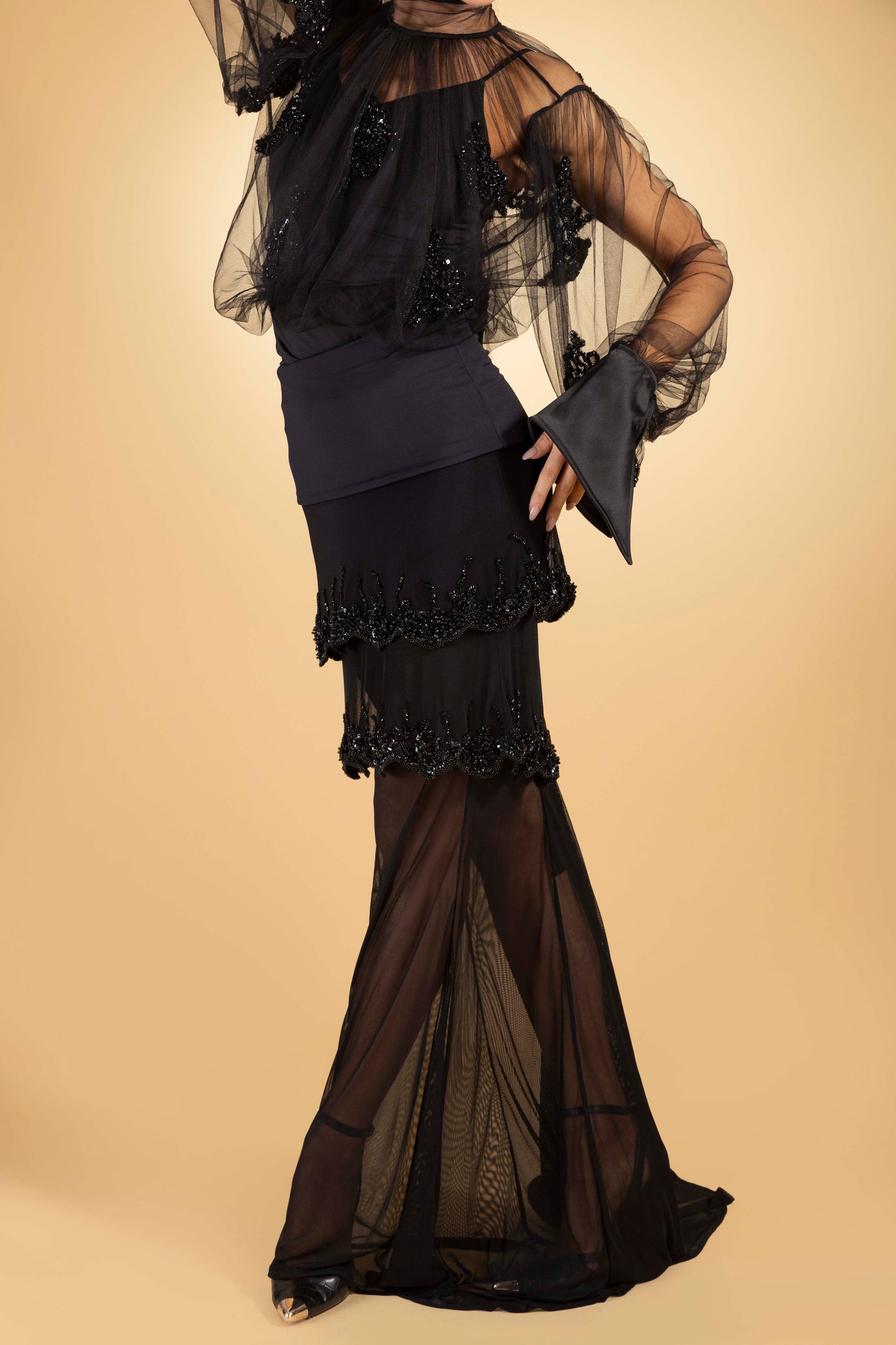 Beaded Layers Long Skirt