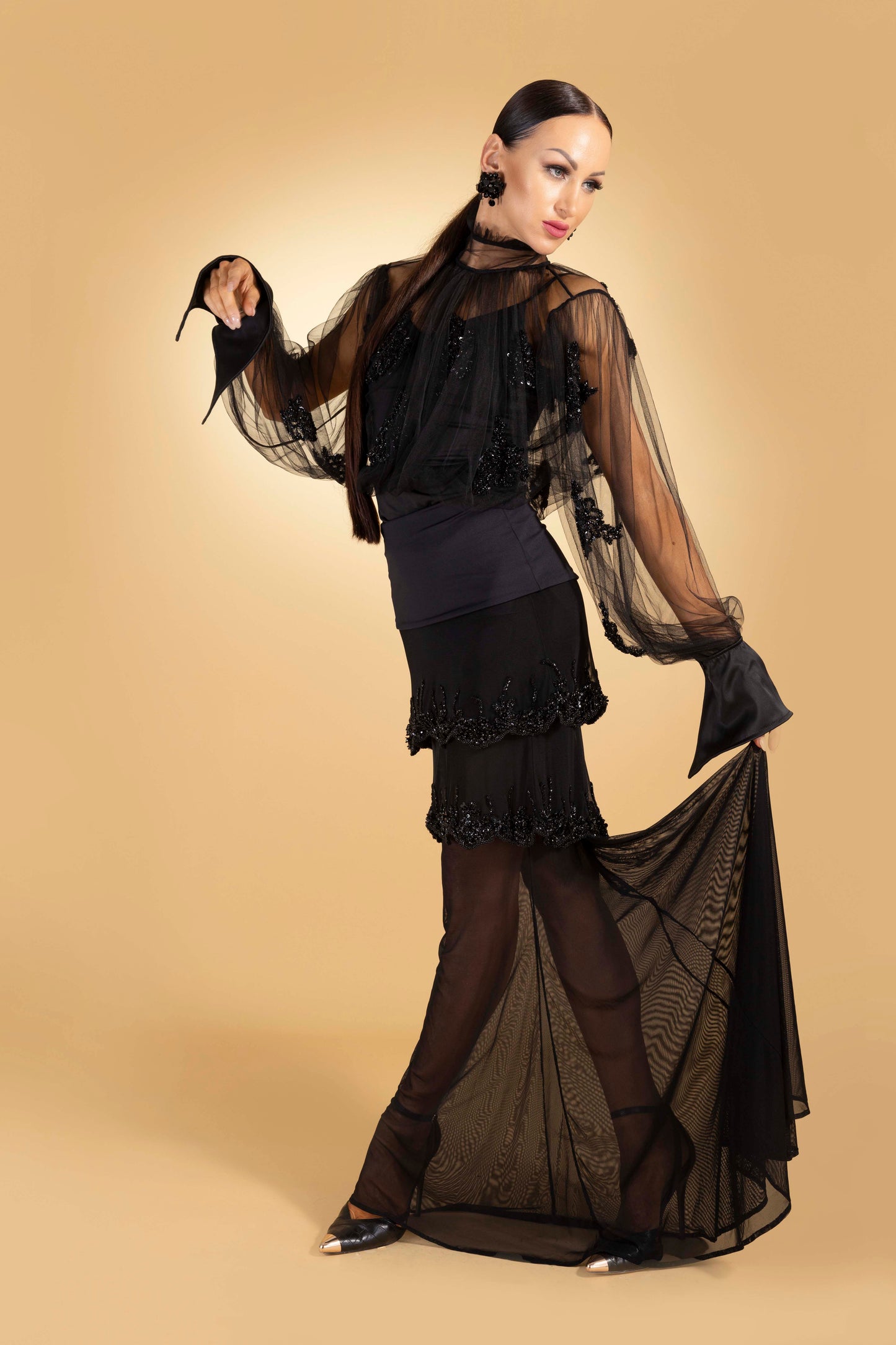 Beaded Layers Long Skirt