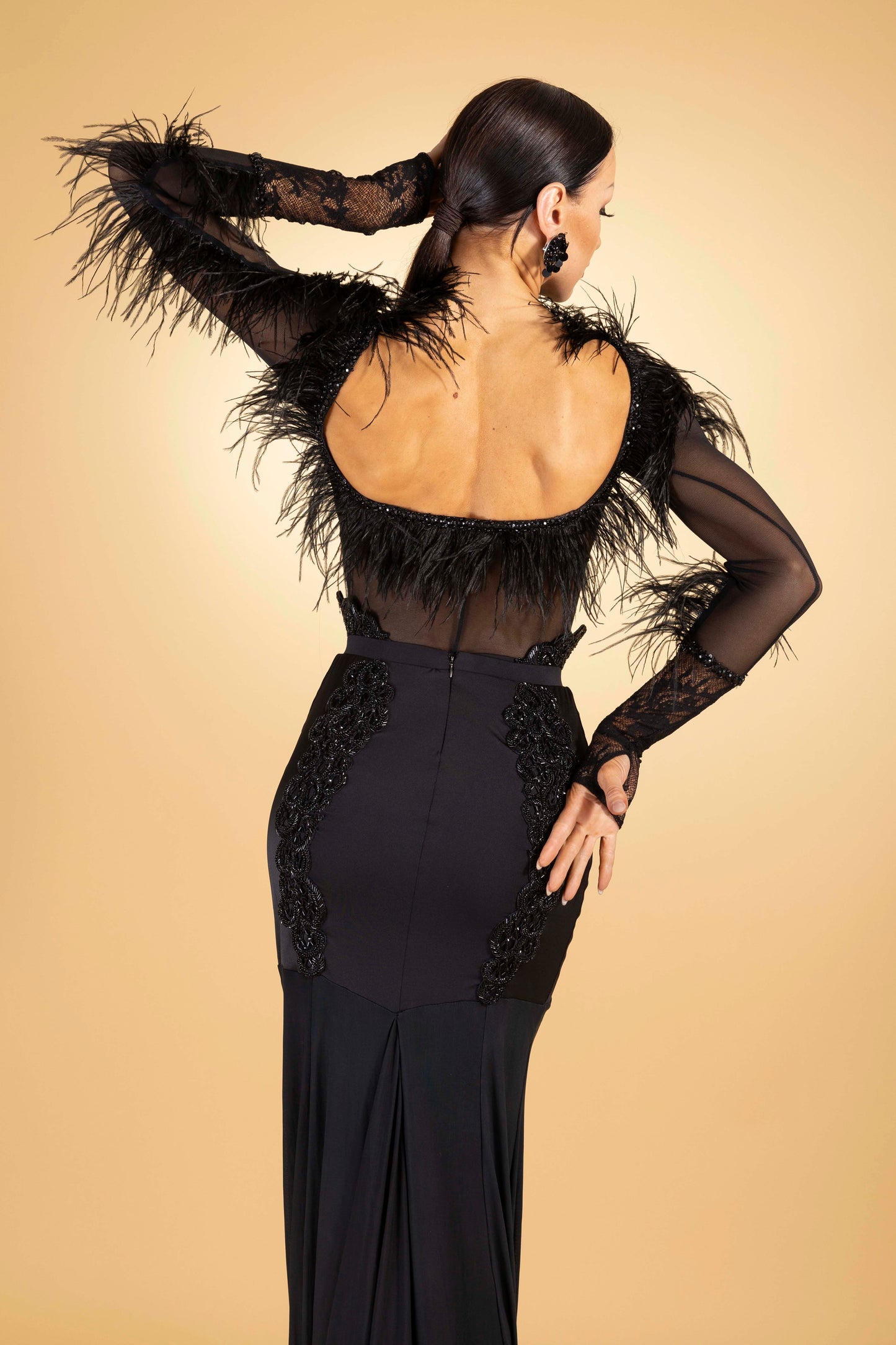 Feather Open Back Bodysuit