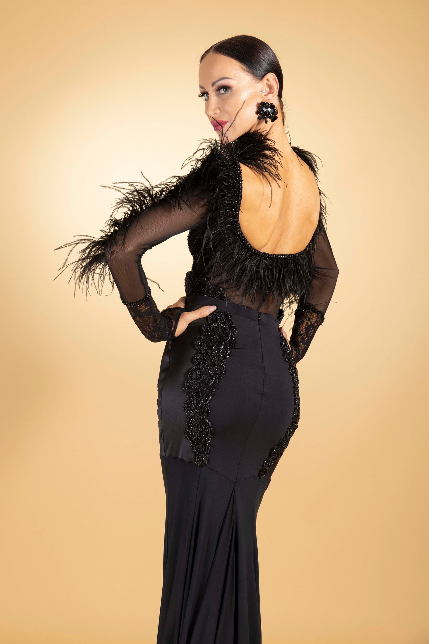 Feather Open Back Bodysuit