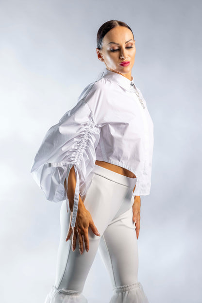 Bow Pleated Long Sleeves Shirt