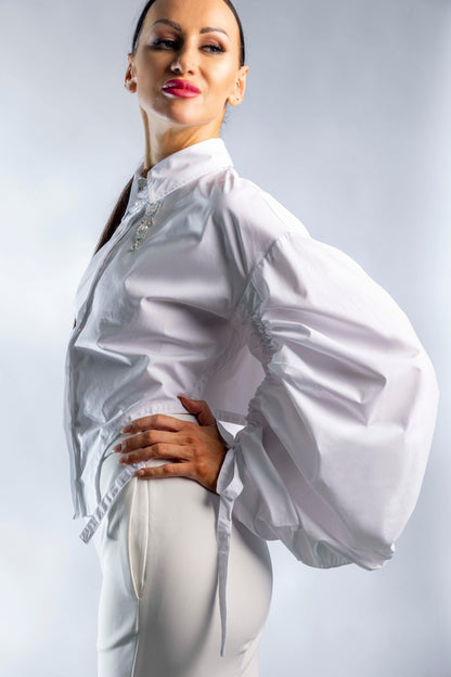 Bow Pleated Long Sleeves Shirt