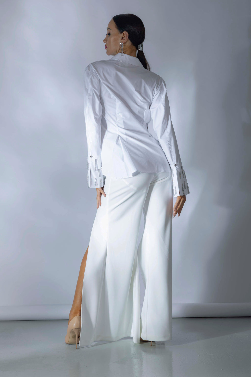 Slim Cut Large Collar Long Sleeves Shirt