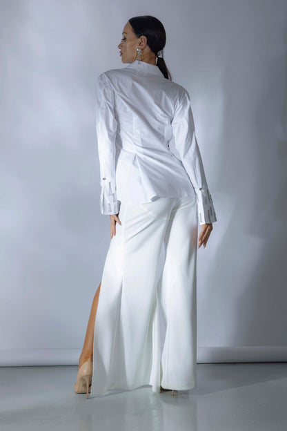 Slim Cut Large Collar Long Sleeves Shirt