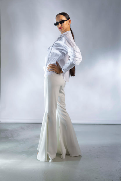 Asymmetric Ruffles Long Sleeves Shirt