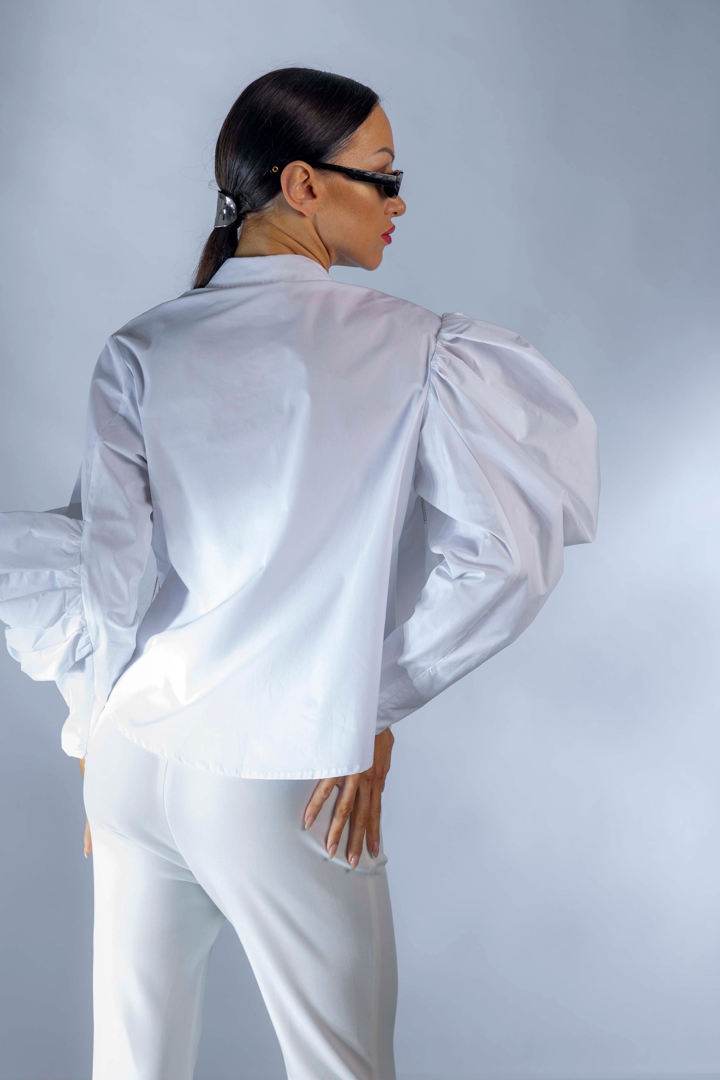 Asymmetric Ruffles Long Sleeves Shirt