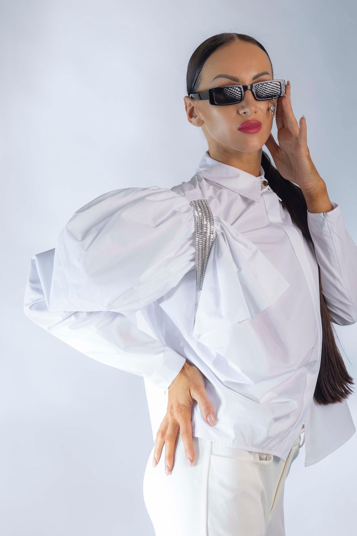 Asymmetric Ruffles Long Sleeves Shirt