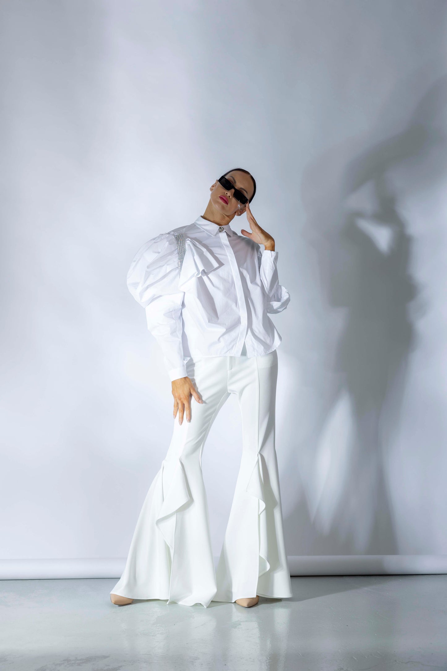 Asymmetric Ruffles Long Sleeves Shirt