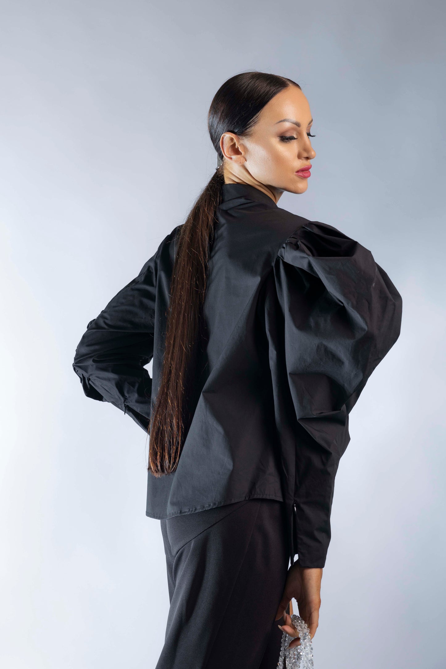 Asymmetric Ruffles Long Sleeves Shirt