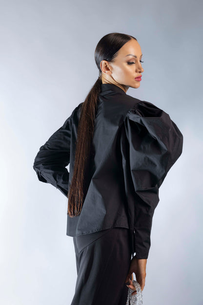 Asymmetric Ruffles Long Sleeves Shirt