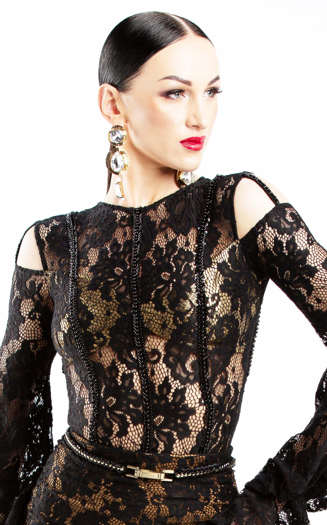 Lace Ruffles Long Sleeves Bodysuit