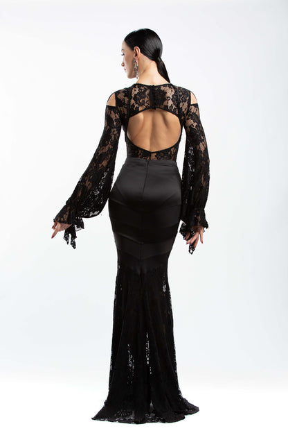 Lace Ruffles Long Sleeves Bodysuit