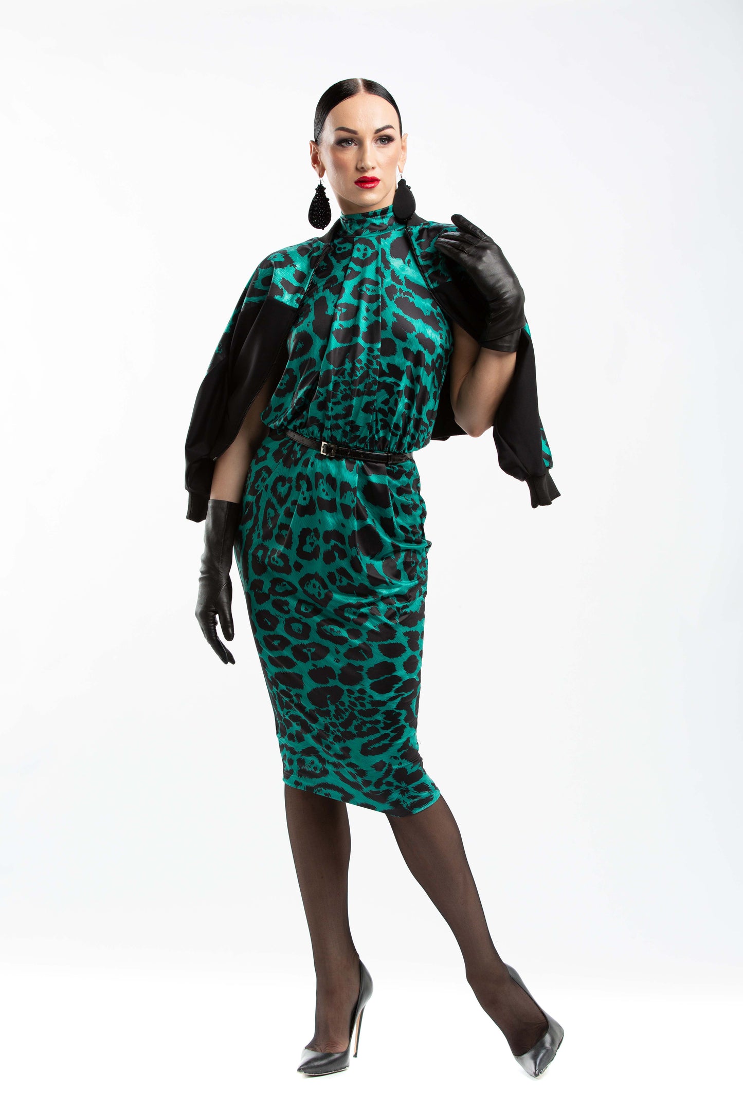 Leo Print Open Back Sleeveless Cocktail Dress