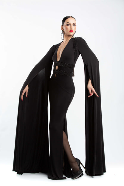 Long Sleeves V-Neck Evening Dress