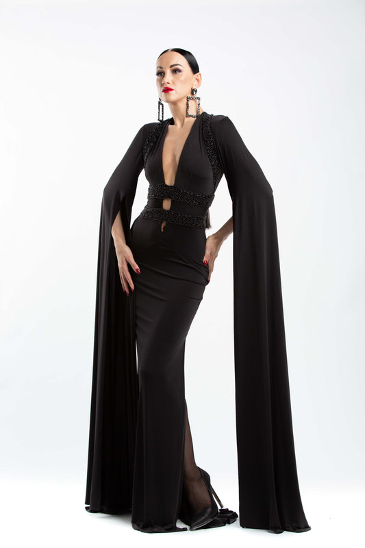 Long Sleeves V-Neck Evening Dress