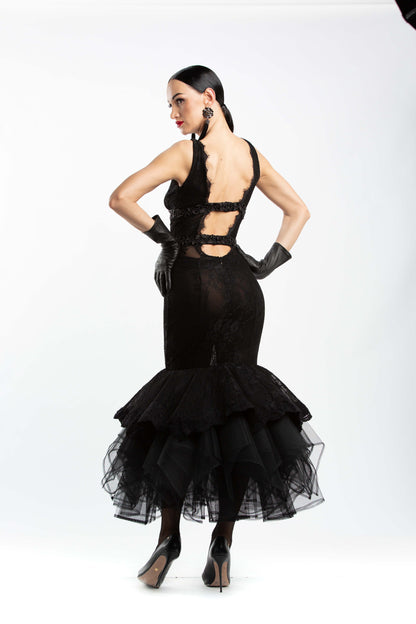 Lace Sleeveless V-Neck Evening Dress