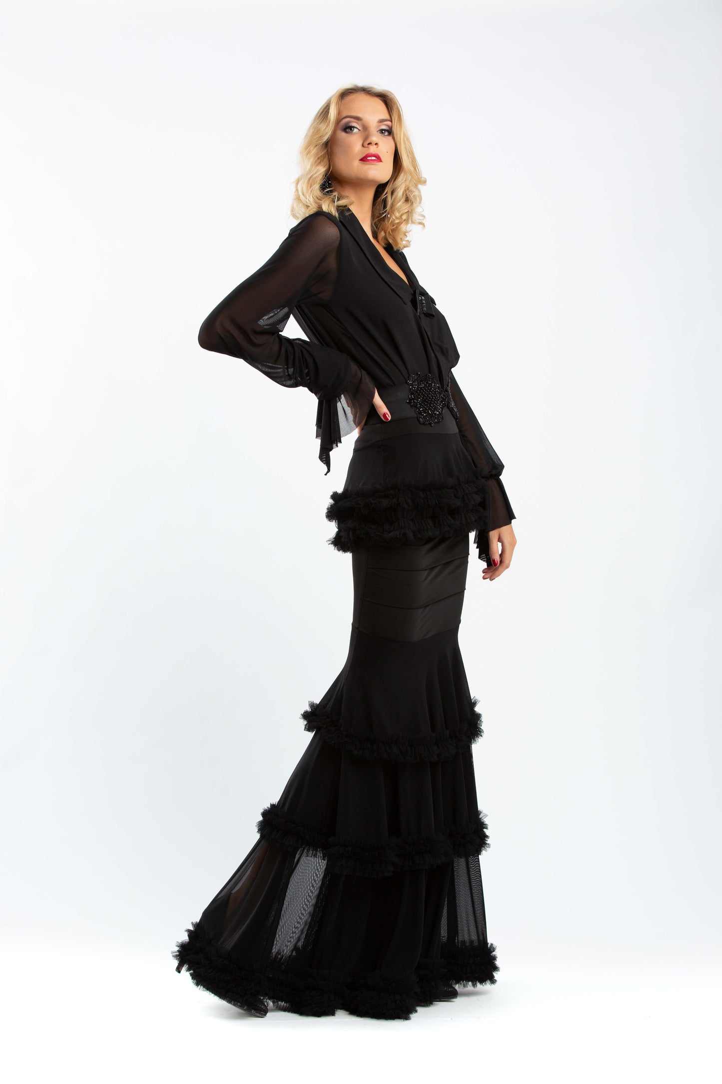 Ruffle Layers Long Skirt