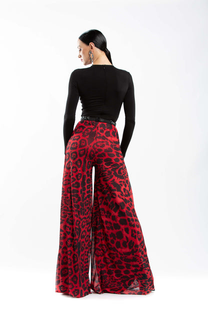 Leo Print Wide Leg Pants
