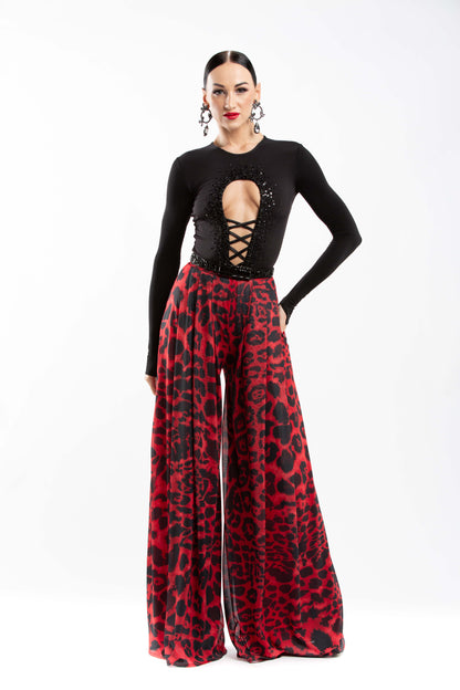 Leo Print Wide Leg Pants