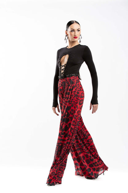 Leo Print Wide Leg Pants