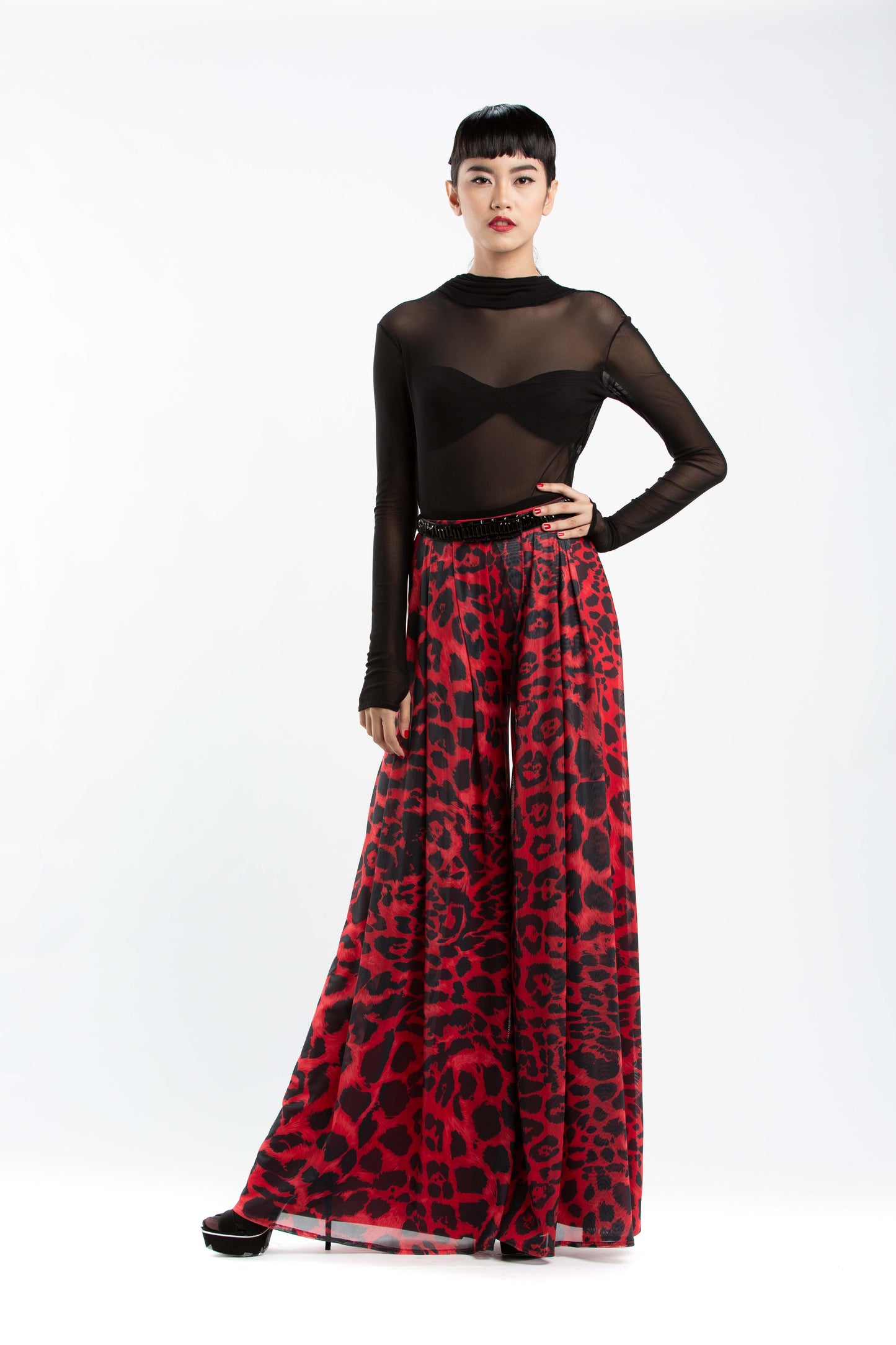 Leo Print Wide Leg Pants