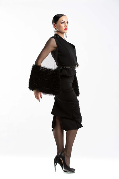 Short Skirt with Pleats at Back