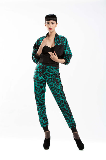 Green Leo Print Pants