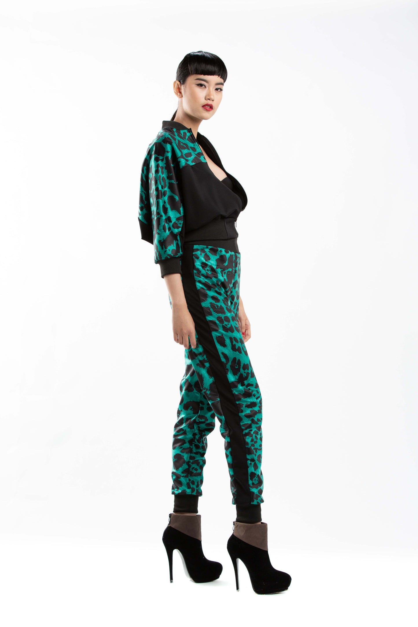 Green Leo Print Pants