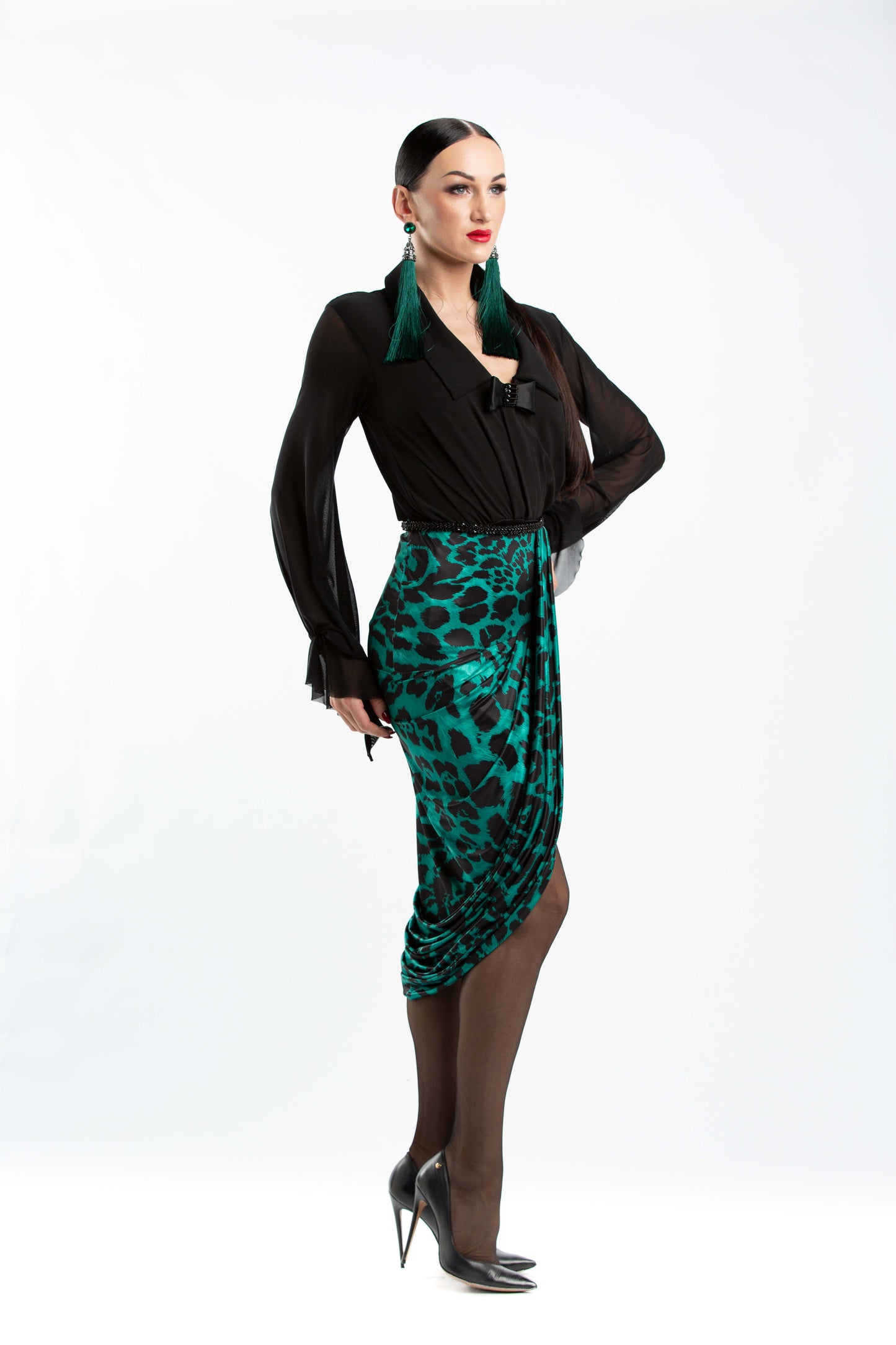 Leo Print Short Skirt with Slit