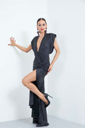 Deep-V Sleeveless Moonlight Evening Dress